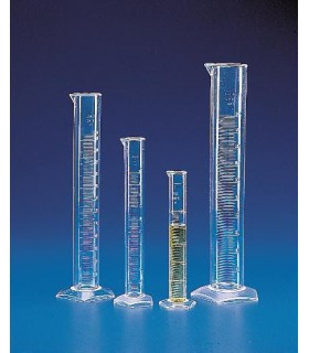 CYLINDER MEASURING T/F TPX, 25ml, Grad 5ml, Sub. 0.5ml, 18.5mm D, 195mm H, Tol +/- 0.5ml