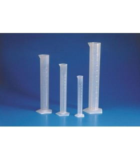 CYLINDER MEASURING T/F PP, 25ml,Grad 5ml, Subdiv.0.5ml, Tol +/- 0.5ml, O.D.18mm D, 195mmH