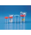 URINE BEAKER PS+PP, 200ml, STERILE, 66mm D, 85.5mm H, I/W & label, ASEPTIC + LABEL