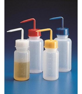 WASH BOTTLE GRAD PE, 500ml, RED CAP, Grad 100ml, 75mm D, MOUTH 38mm D, GL45