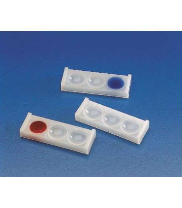 TRAY COLORIMETRIC PE, 3 CELL, 28x58mm, Cell: 21mm D, Depth 7mm