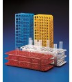 TEST TUBE RACK-UNIVERSAL PP, 30mm D HOLES, RED, 24 PLACE, 112x300x85mm